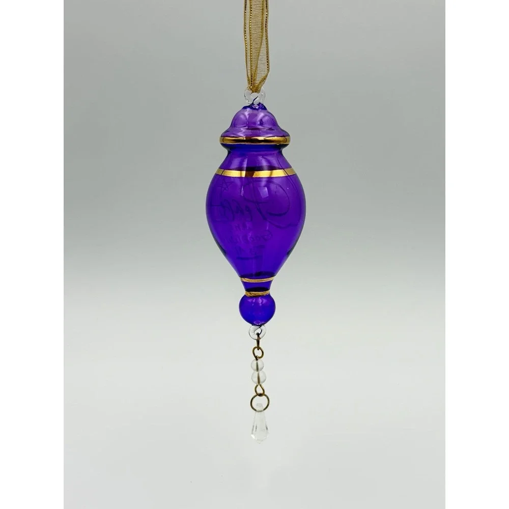 Hallmark Keepsake Ornament Perfect Harmony Etched Glass Purple Gold 2002 Vintage